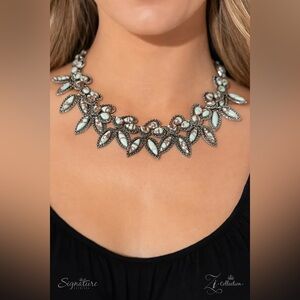 Elegant Silver and White Statement Necklace